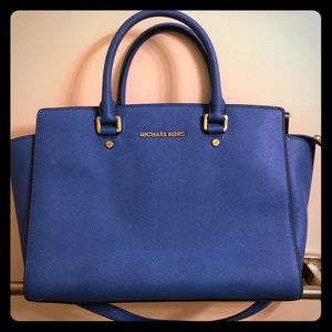 Michael Kors Saffiano Satchel Handbag in Blue
